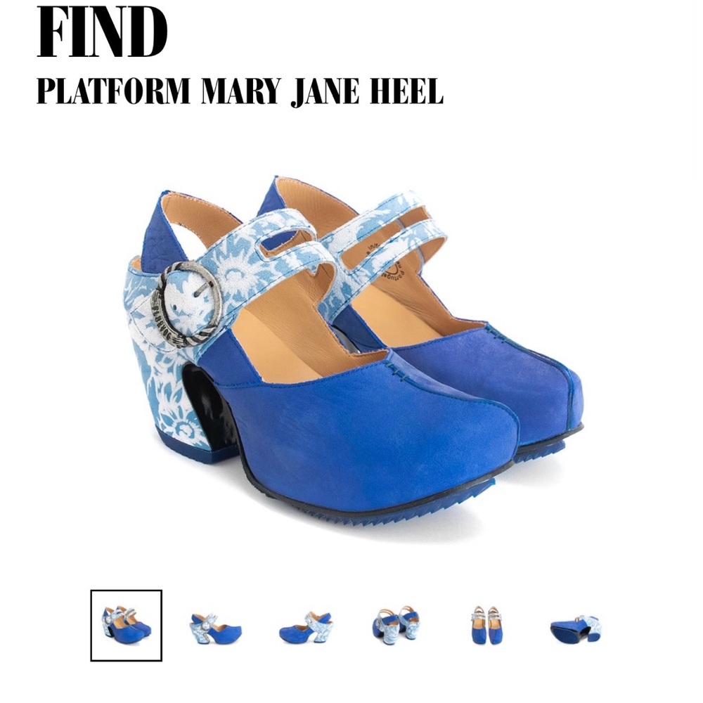 John Fluevog Blue Platform Shoes